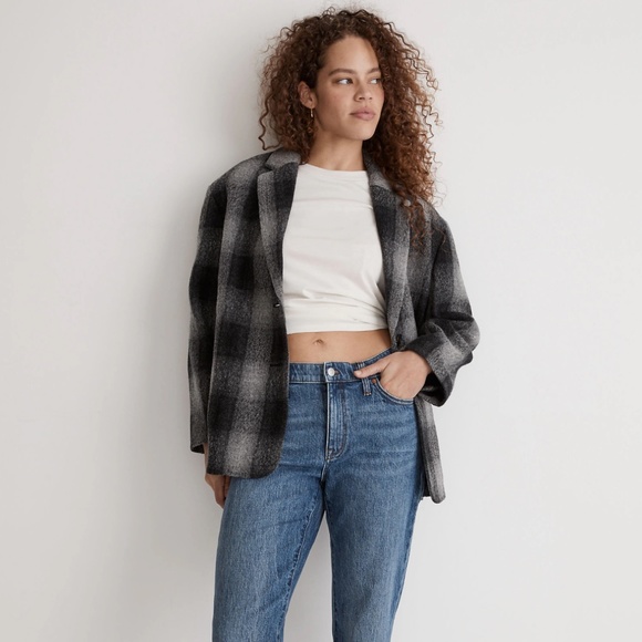 New MADEWELL The Oversized Dorset Blazer in Buffalo Check Boiled Wool - Picture 3 of 7